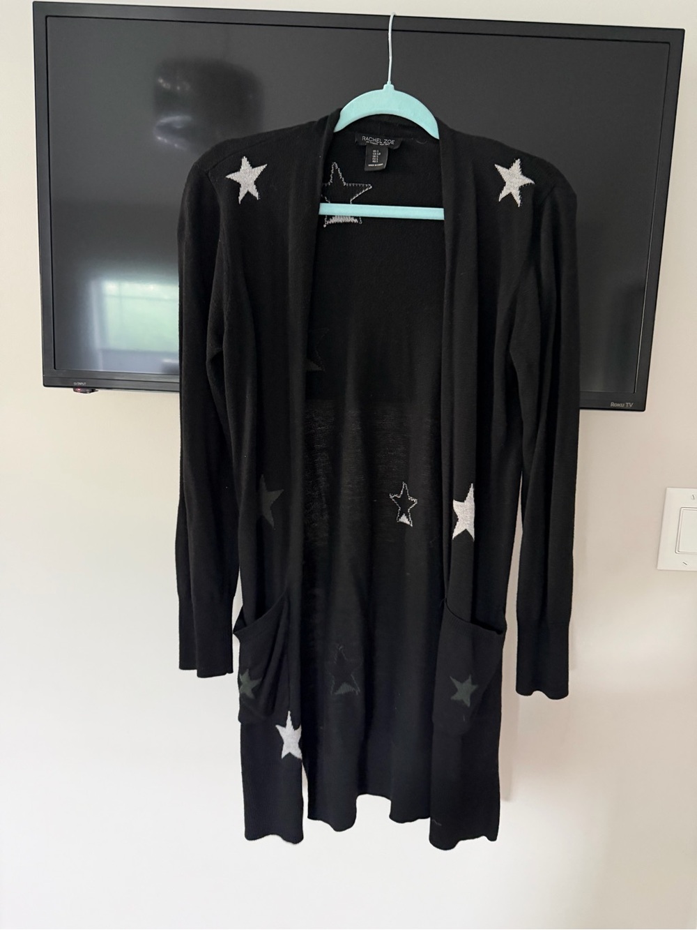 Rachel Zoe Black Star-Embellished Open Cardigan